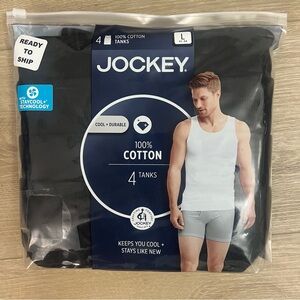 Jockey 4 Cotton Tanks Black Large 42-44